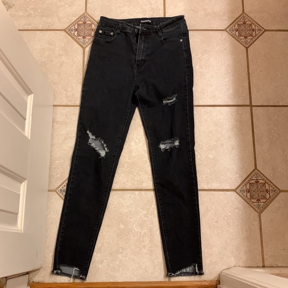 Distressed Black Women's Jeans